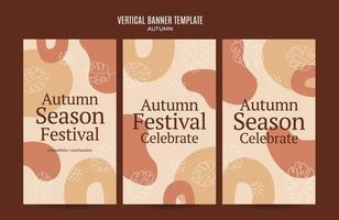 Set of abstract autumn backgrounds for social media stories or web banner. Use for event invitation, discount voucher, advertising. vector