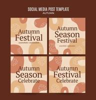 Set of abstract autumn backgrounds for social media stories or web banner. Use for event invitation, discount voucher, advertising. vector