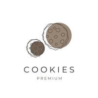 Chocolate chip cookies line art vector illustration logo