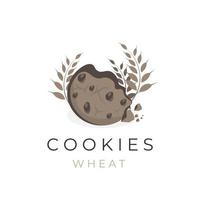 logo de ilustración de vector de galletas de chocolate de trigo