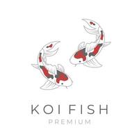 Aligned twin koi fish vector illustration logo