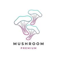 Simple line art mushroom vector illustration logo with light gradient color