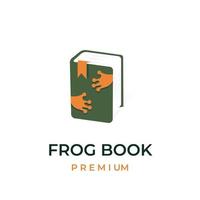 Green frog book unique vector illustration logo