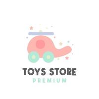 Cute wooden toy vector illustration logo in pastel colors