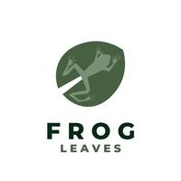 Vector illustration logo of a frog crawling on a leaf