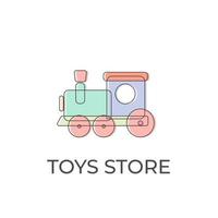 Wooden toy train vector illustration logo