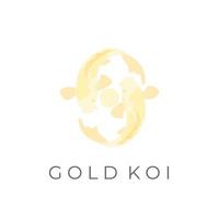 elegante logotipo de ilustración de vector de pez koi de oro amarillo