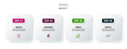 concepto de negocio de plantilla infográfica con paso. vector