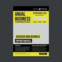 folleto de conferencia de negocios moderno negro amarillo vector