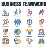 Set of Business teamwork icon logo vector illustration. cooperation, skills, optimization, experience, target, achievement, career and more pack symbol template for graphic and web design collection