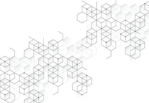 Blockchain concept banner with abstract geometric polygonal with connecting dots and lines. Science and technology background. Vector illustration