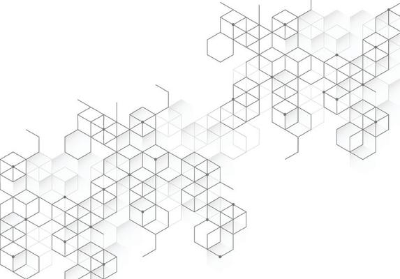 Blockchain concept banner with abstract geometric polygonal with connecting dots and lines. Science and technology background. Vector illustration