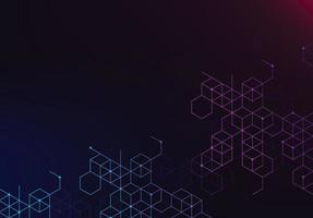 Blockchain concept banner with abstract geometric polygonal with connecting dots and lines. Science and technology background. Vector illustration