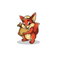 Cute fox character logo illustration. vector