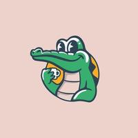 Cute Little Alligator Cafe Cartoon vector