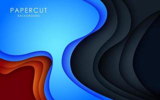 modern abstract blue soft, orange and black papercut wavy background. eps10 vector