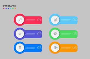 plantilla de negocio de diseño infográfico vectorial con iconos y 6 opciones o pasos. se puede utilizar para diagramas de proceso, presentaciones, diseño de flujo de trabajo, pancarta, diagrama de flujo, gráfico de información vector