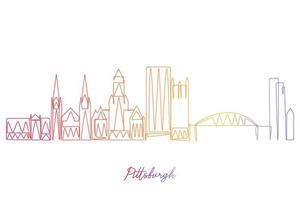 Continuous Single Line drawing of Pittsburg Pennsylvania USA. Simple gradient colored line hand drawn style design for travel and destination concept vector