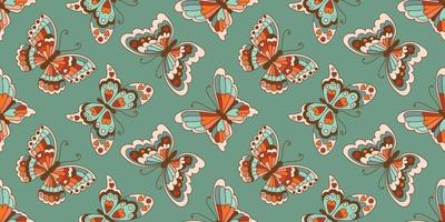 Groovy butterfly seamless pattern. vector