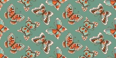 Groovy butterfly seamless pattern. vector