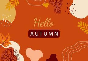 orange autumn background with tree,forest,shape vector