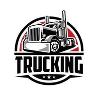 ilustración vectorial del logotipo de la empresa de camiones de 18 ruedas. lo mejor para el logotipo relacionado con el transporte por carretera y el transporte de mercancías vector