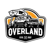 overland aventura camper camión emblema insignia listo para usar plantilla de logotipo conjunto vector