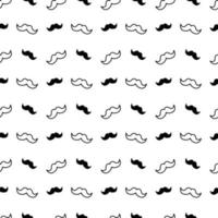 Seamless white and black vector pattern of gentleman mustache, black curly vintage retro gentleman mustaches isolated on white background. Best used for hipster websites, desktop wallpaper, web design