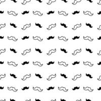 Seamless white and black vector pattern of gentleman mustache, black curly vintage retro gentleman mustaches isolated on white background. Best used for hipster websites, desktop wallpaper, web design