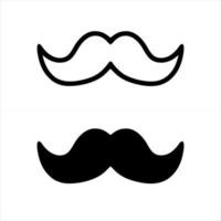 Black and white set mustaches isolated on white background. Silhouette black vintage mustache isolated on white background. Symbol of Fathers day, sign for Barber Shop. Retro curly hipster moustaches. vector