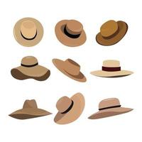 Digital illustration of a set of brown and beige hats vector