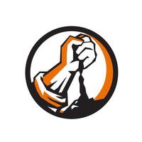 Clenched Fist Pouring Dirt Circle Retro vector