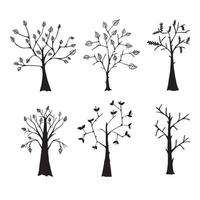 Digital illustration of trees with leaves and bare vector