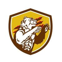 California Grizzly Bear Smirking Claw Marks Crest Retro vector