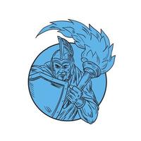 Centurion Soldier Torch Circle Drawing vector