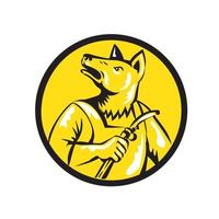 Dingo Dog Welder Circle Retro vector