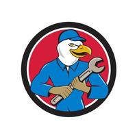 American Bald Eagle Mechanic Spanner Circle Cartoon vector