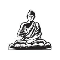 Buddha Lotus Pose Woodcut vector