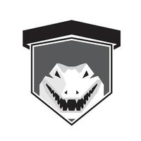 escudo de cabeza de cocodrilo en blanco y negro vector