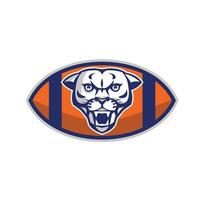 Cougar Mountain Lion Football Ball Retro vector