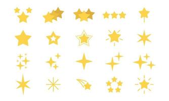 Golden stars set. Rating or ranging sign. Vector illustration