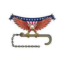 American Eagle Clutching Towing J Hook USA Flag Retro vector