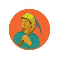 Coal Miner Pick Axe Circle Watercolor vector