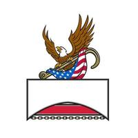 American Eagle Clutching Towing J Hook Flag Retro vector