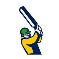 Cricket Player Batting Retro vector