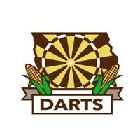 Dart Board Iowa State Map Corn Retro vector