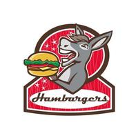 burro sirviendo hamburguesa diner retro vector