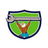 American Bald Eagle Mechanic Spanner Crest Cartoon vector