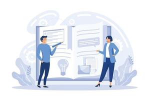 Strategic business planning, automation process. Business mission, rules, vision statement, competitive intelligence, goals action startup plan, brand success, flat vector illustration