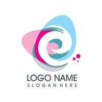 E abstract logo with swirl vector